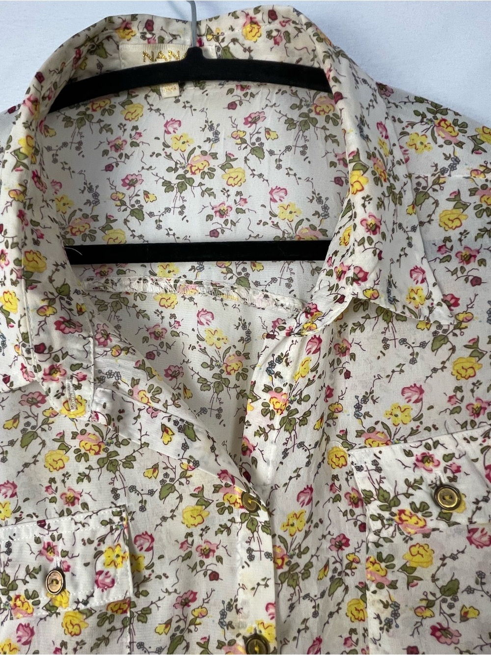 H&M Cream Asymmetrical Women's Dress with Yellow & Pink Floral Print